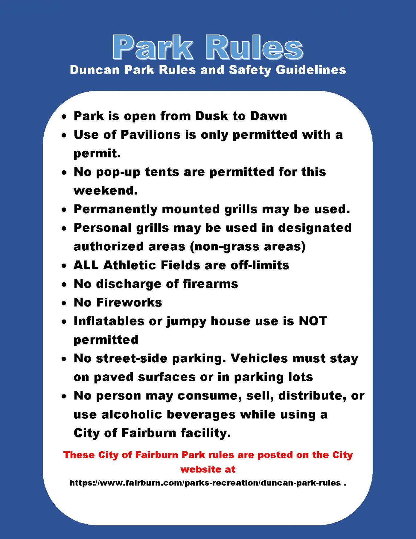 Park Rules for the 4th of July