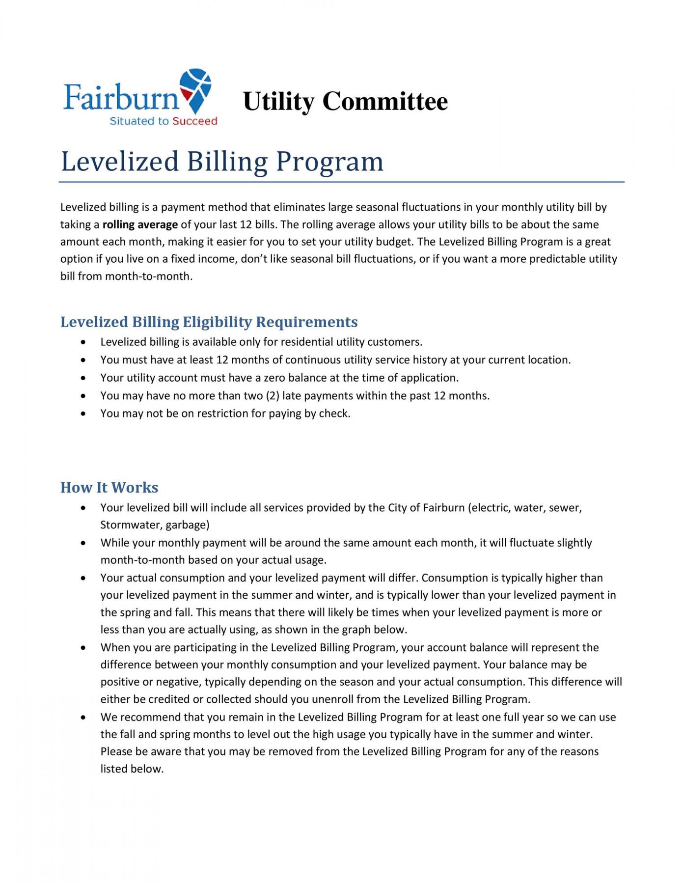 Levelized Billing Program