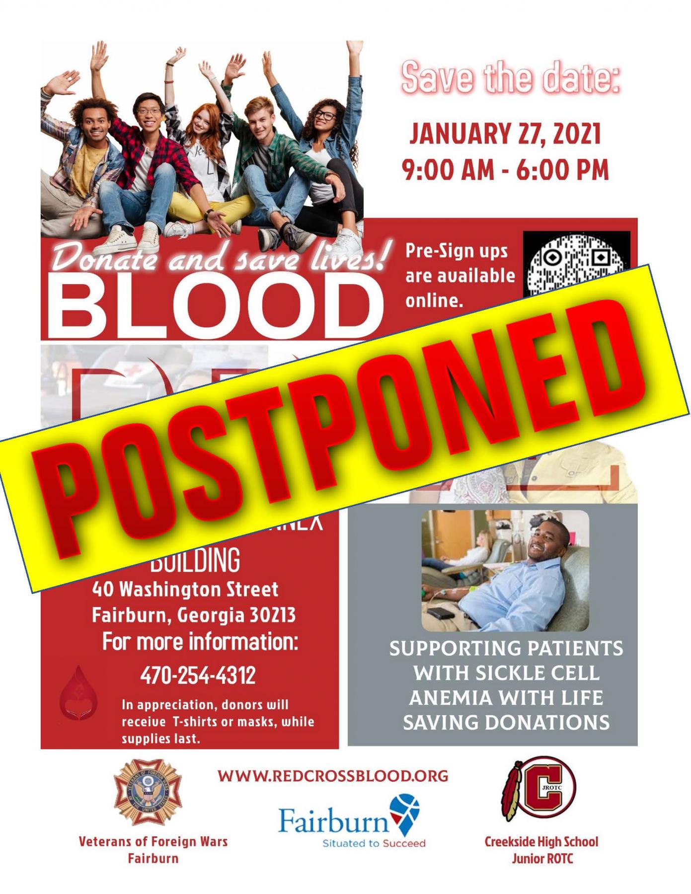 Blood Drive Postponed